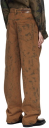 Dries Van Noten Brown & Gray Tie-Dye Jeans