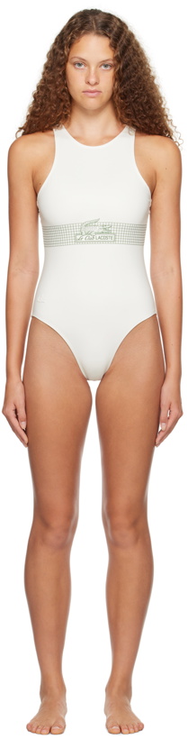 Photo: Lacoste White High Cut One-Piece Swimsuit