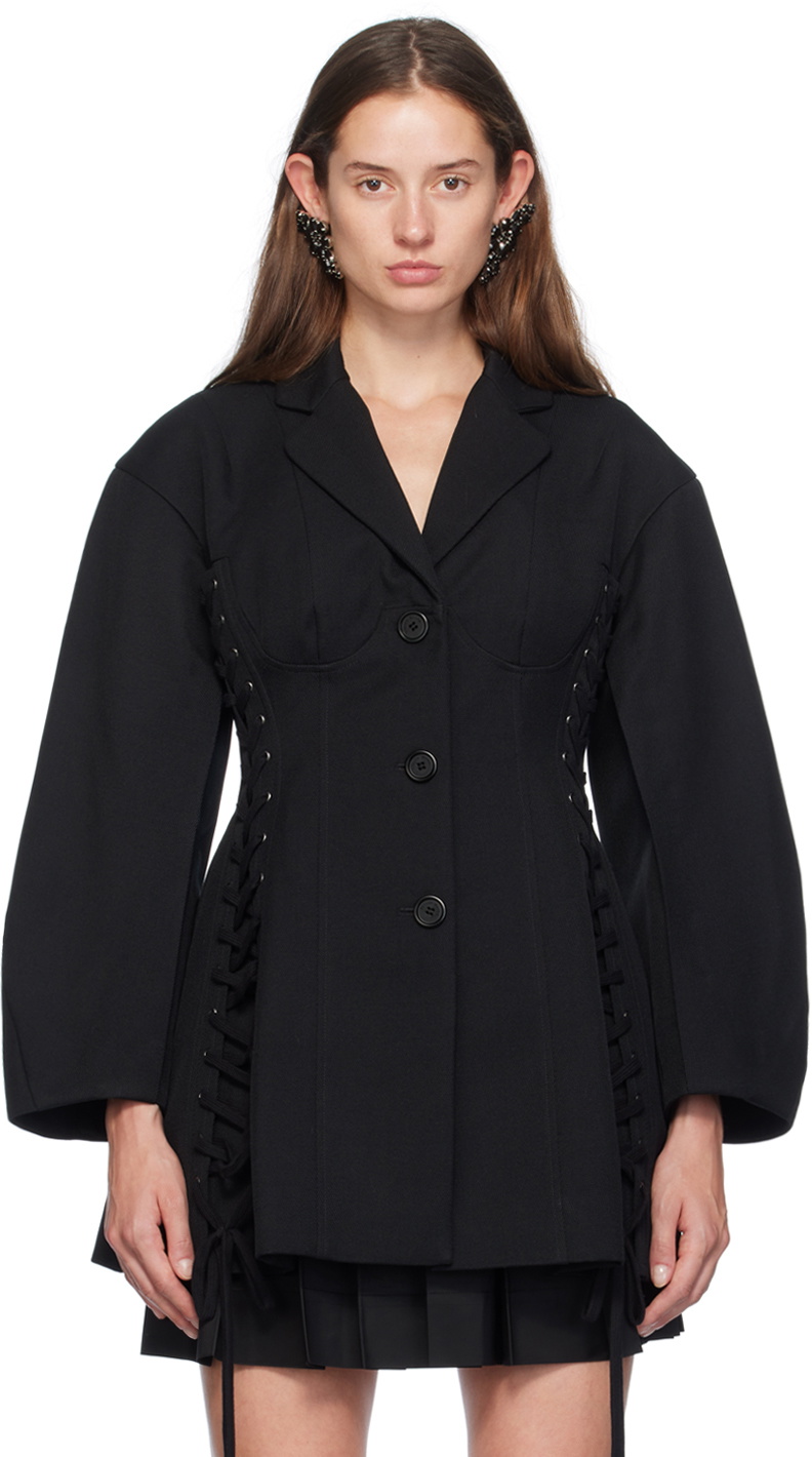 Simone Rocha Black Puff Sleeve Sculpted Corset Jacket Simone Rocha