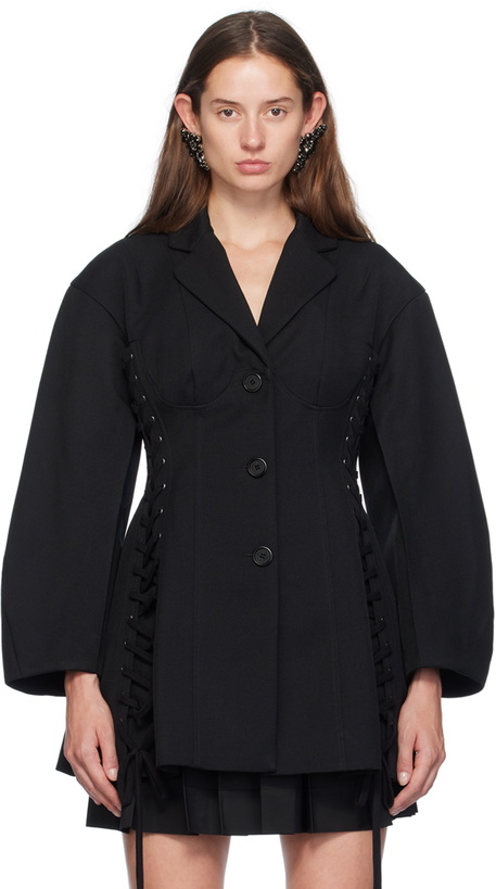Photo: Simone Rocha Black Puff Sleeve Sculpted Corset Jacket
