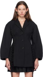 Simone Rocha Black Puff Sleeve Sculpted Corset Jacket