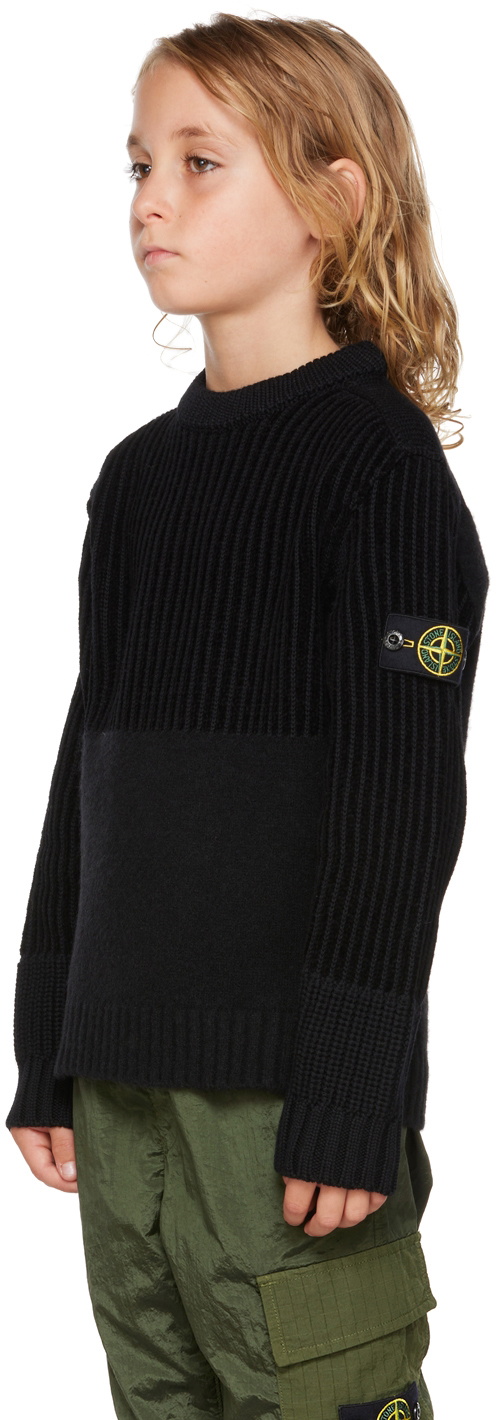 Stone Island Junior Kids Black Wool Sweater