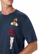 MC2 Saint Barth Man Linen Jersey T-shirt Ecstasea With Printed And Embroidered Pocket