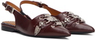 Toga Pulla Burgundy Metal Belt Flats