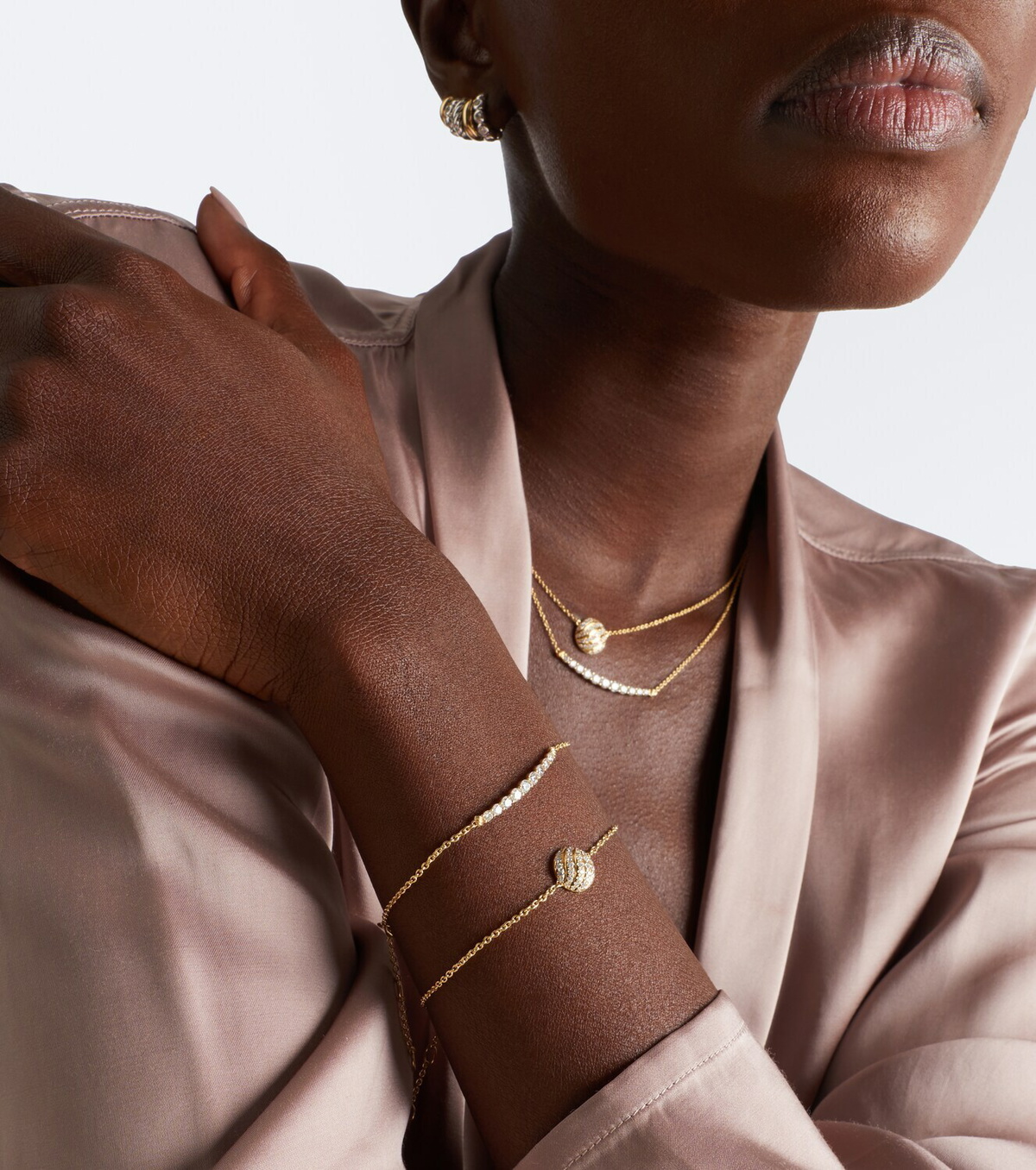 David Yurman Petite Pavé 18kt gold bracelet with diamonds