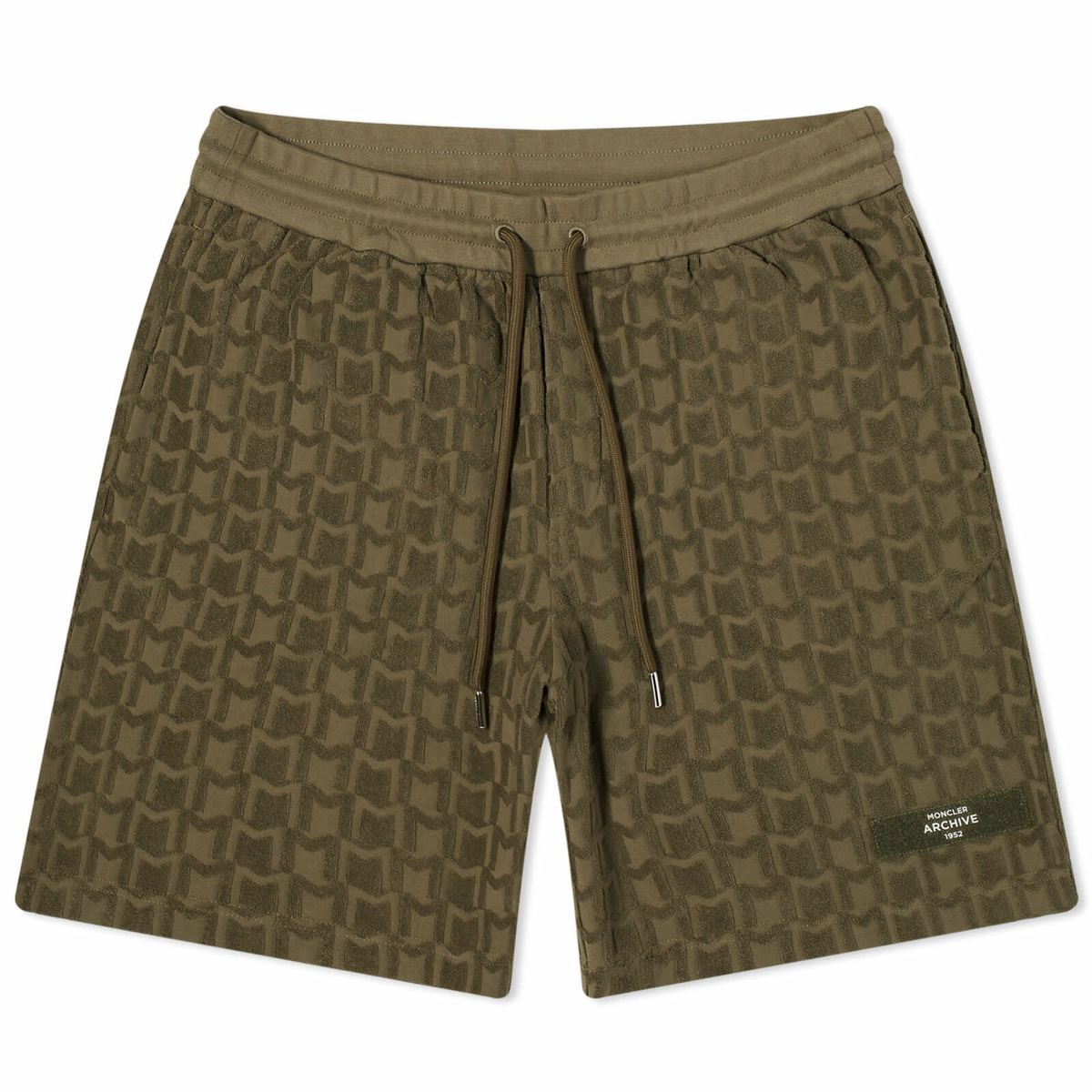 Moncler Men's Towelling Monogram Short in Green