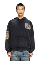 Diesel Treated hoodie with snake patches - Sweaters - Unisex - Black