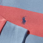 Polo Ralph Lauren Men's Kangaroo Pocket Striped Jersey Rugby Shirt in Adirondack Berry/Channel Blue