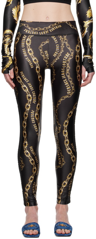 Photo: Versace Jeans Couture Black & Gold Chain Couture Leggings