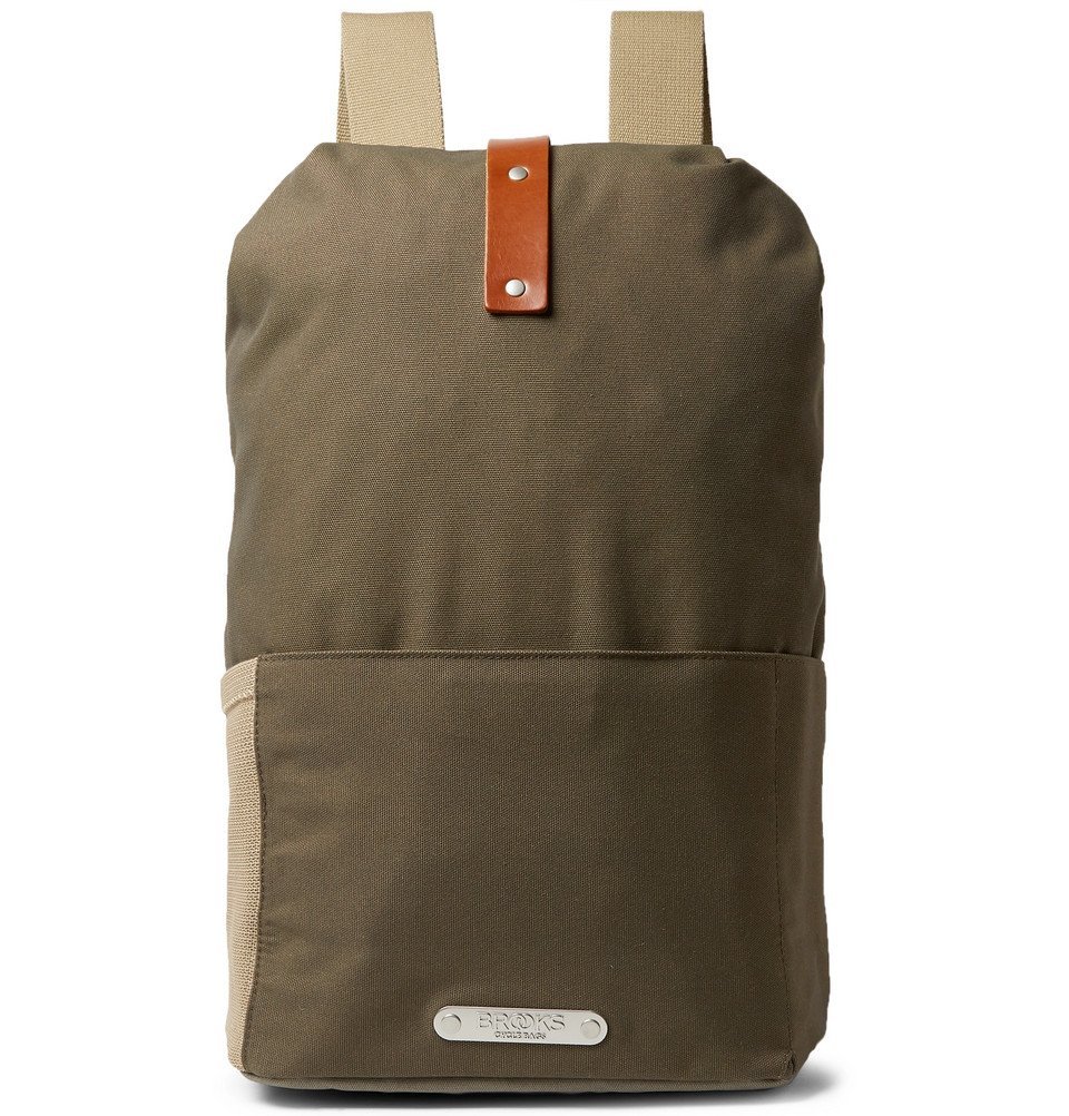 brooks england dalston leather trimmed canvas backpack Brooks England - Dalston Leather-Trimmed Canvas Backpack