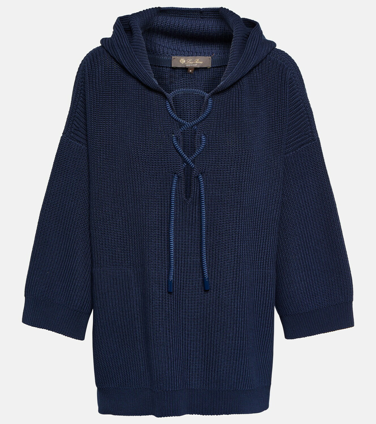 Loro Piana Lace-up cotton hoodie