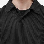 Homme Plissé Issey Miyake Men's Pleated Long Sleeve Polo Shirt in Black