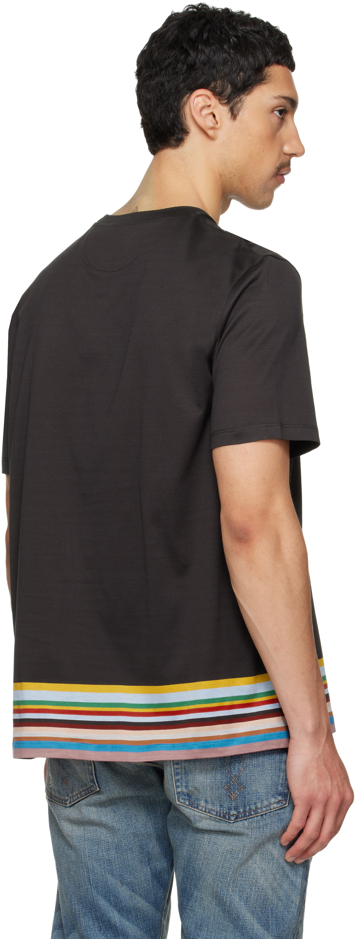 Paul Smith Brown Boarder 'Signature Stripe' T-shirt