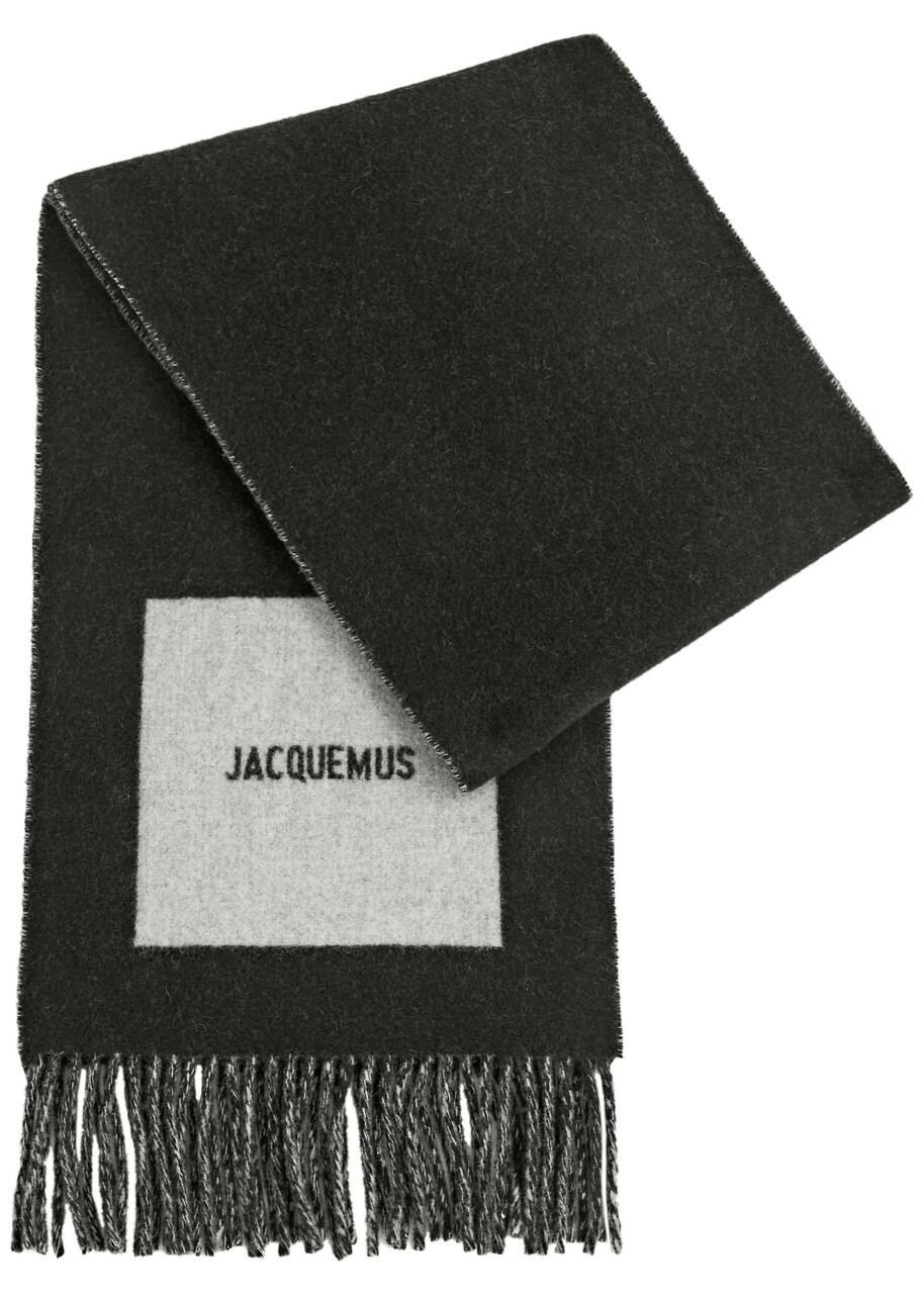 Jacquemus L'echarpe Rond Carre Logo Wool Scarf