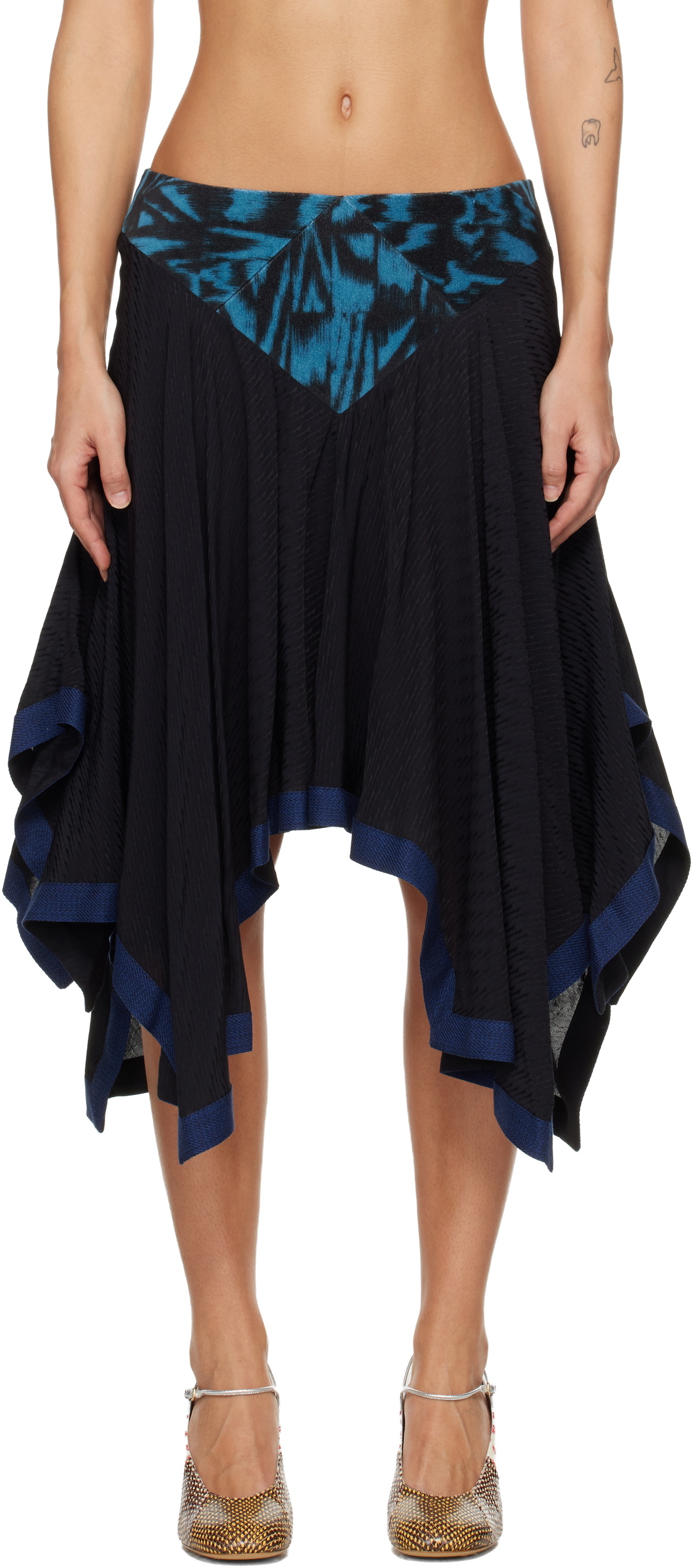 Kiko Kostadinov Black & Blue Klapheck Midi Skirt