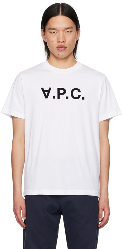 Photo: A.P.C. White Standard Grand 'V.P.C.' T-Shirt