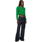ISSEY MIYAKE Green Shifted Fuzzy Pleats Cardigan
