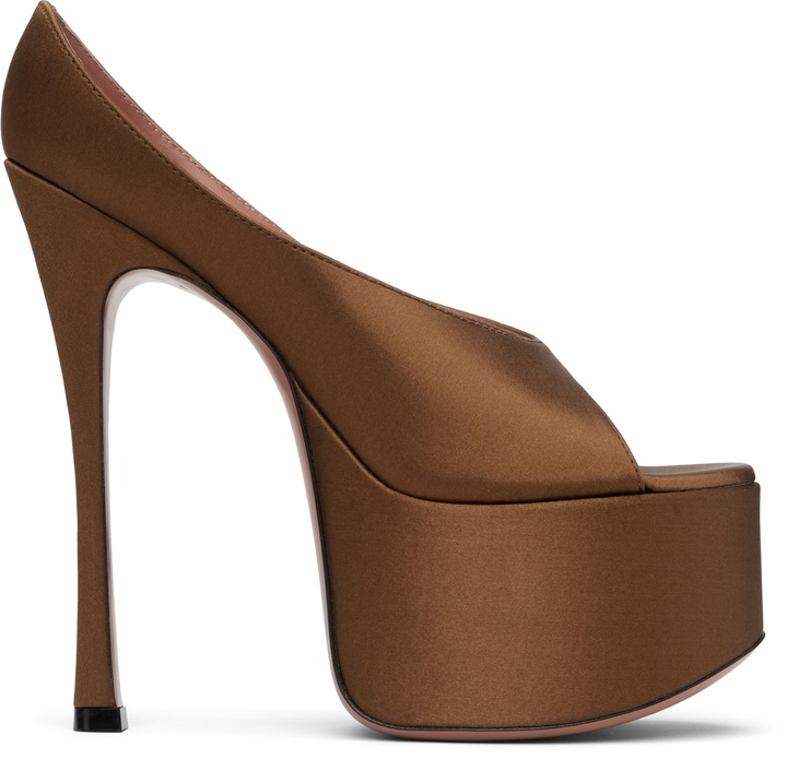Photo: Amina Muaddi Brown Anok Plateau Heeled Sandals