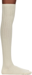 AURALEE Off-White Cashmere Low Gauge Knee-high Socks