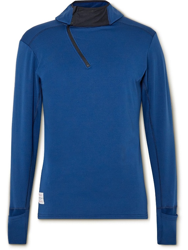 Photo: DISTRICT VISION - Johannes Recycled Stretch-Jersey Half-Zip Hoodie - Blue