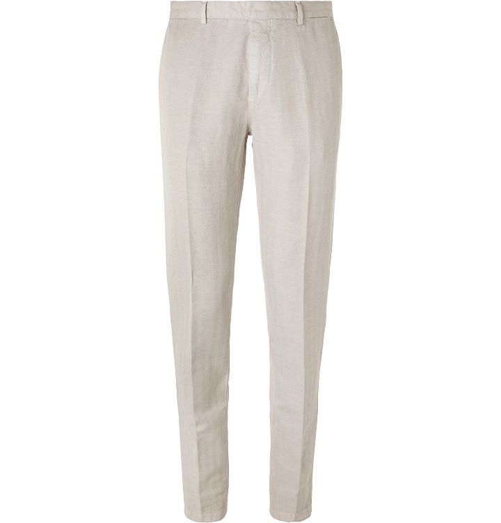 Photo: Boglioli - Slim-Fit Herringbone Cotton and Linen-Blend Suit Trousers - Gray