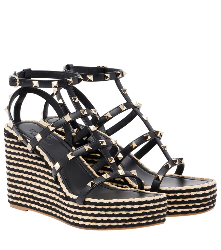 Photo: Valentino Garavani Rockstud leather espadrille wedges