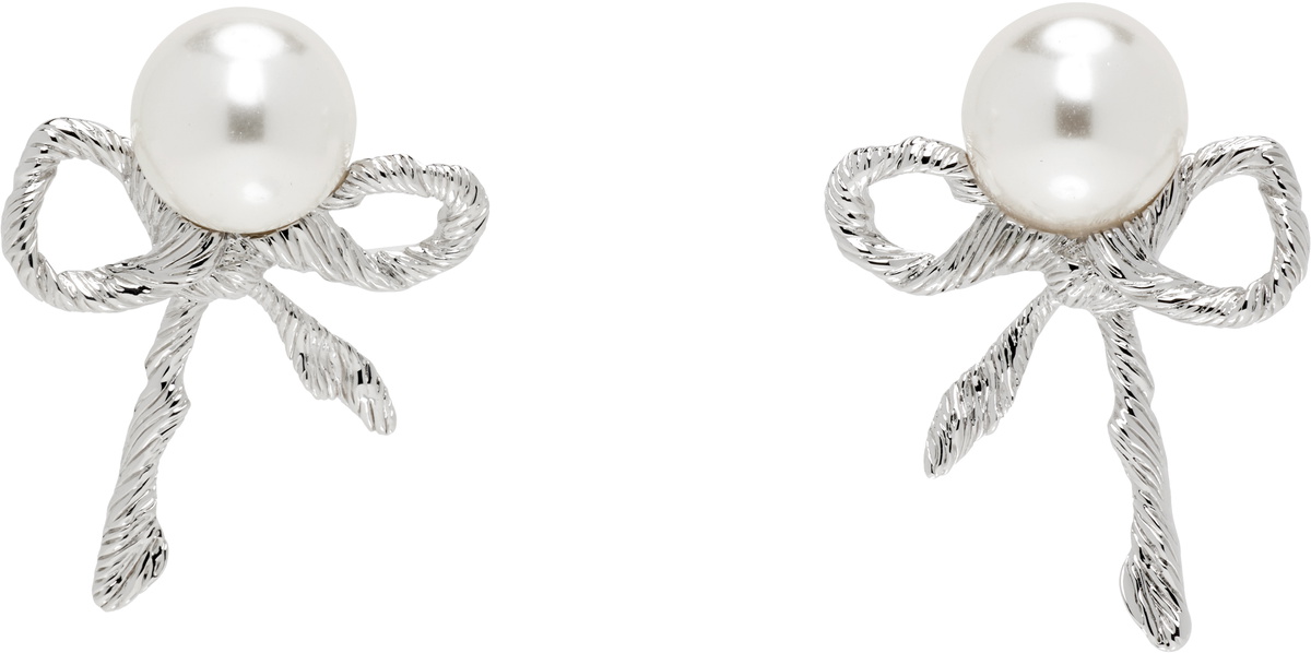 SHUSHU/TONG YVMIN Edition Twisted Rope Bow Faux-Pearl Earrings