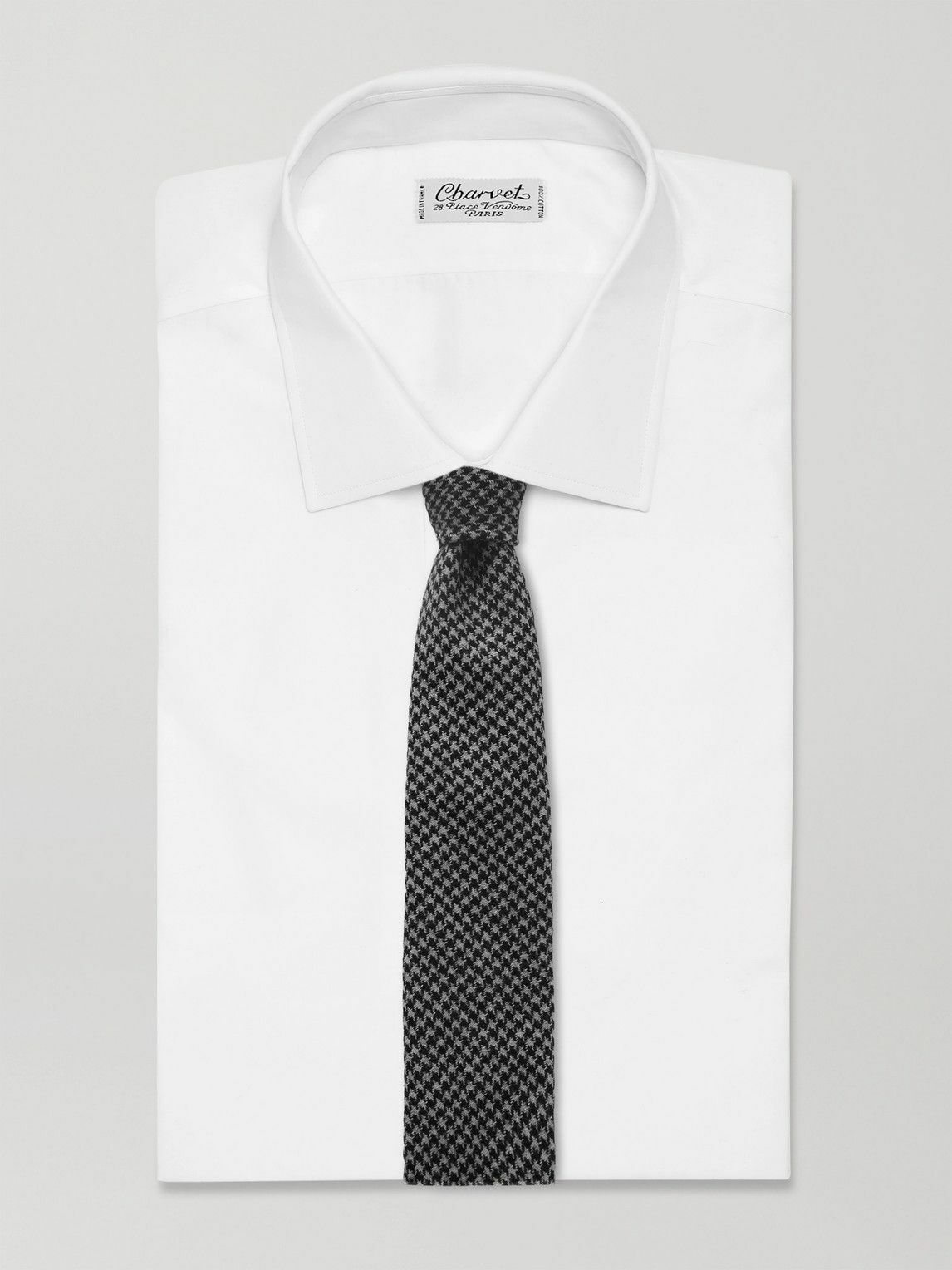 De Petrillo - 7cm Houndstooth Wool and Cashmere-Blend Tie