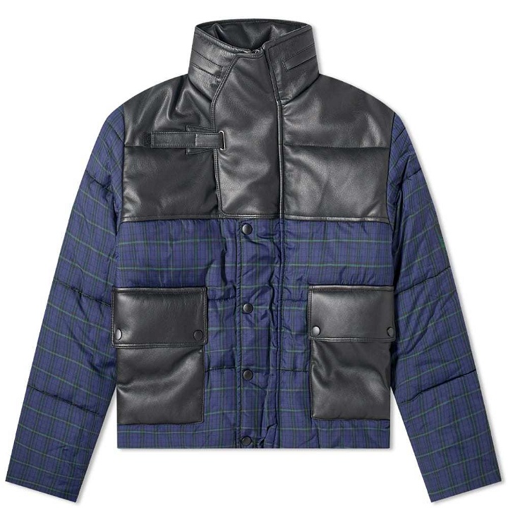 Photo: GR-Uniforma Check Nylon & Synthetic Leather Puffer Jacket