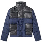 GR-Uniforma Check Nylon & Synthetic Leather Puffer Jacket