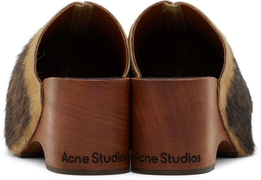 Acne Studios Brown Hairy Wood Clogs Acne Studios