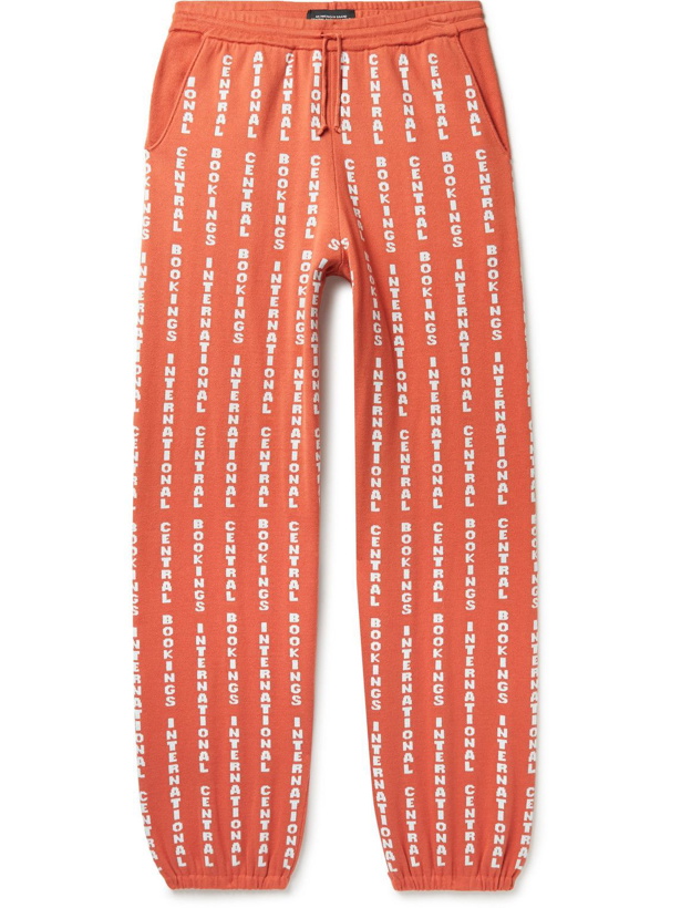 Photo: Central Bookings Intl™️ - Straight-Leg Logo-Intarsia Cotton Sweatpants - Orange