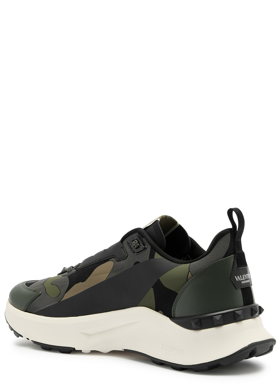 Valentino True Act Camouflage Canvas Sneakers Khaki
