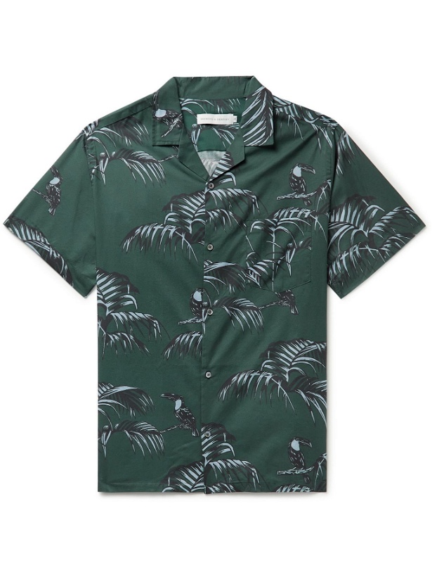 Photo: DESMOND & DEMPSEY - Cuban Camp-Collar Printed Cotton Pyjama Shirt - Green