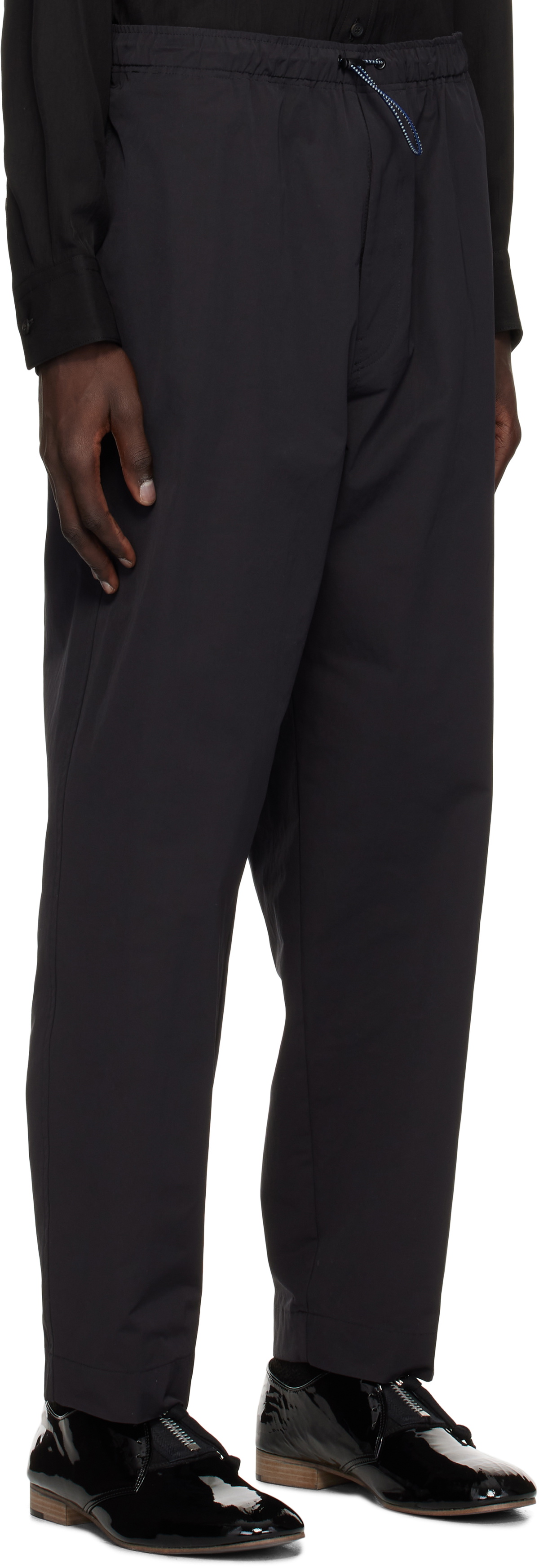 Toga Virilis Black Cotton Polyester Twill Trousers