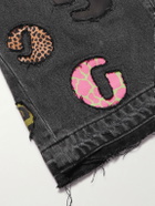 Gallery Dept. - G-Time Flared Distressed Logo-Appliquéd Jeans - Black
