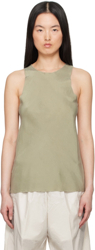 Photo: Gabriela Coll Garments Khaki No.73 Silk Pongee Tank Top