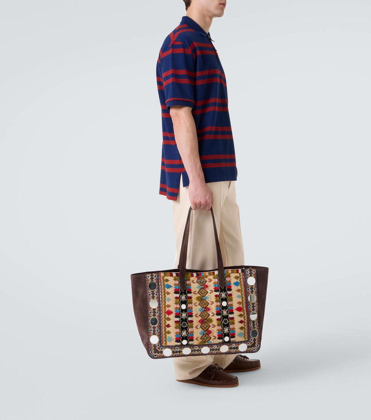 Valentino Garavani Nellcôte Large embroidered suede tote bag