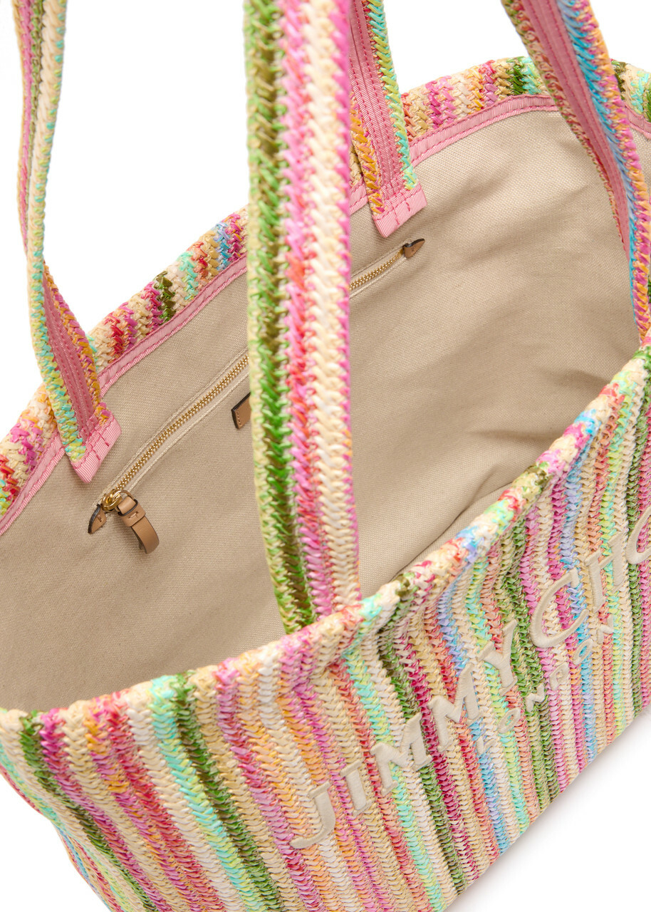 Jimmy Choo Beach Striped Raffia Tote - Green - One Size