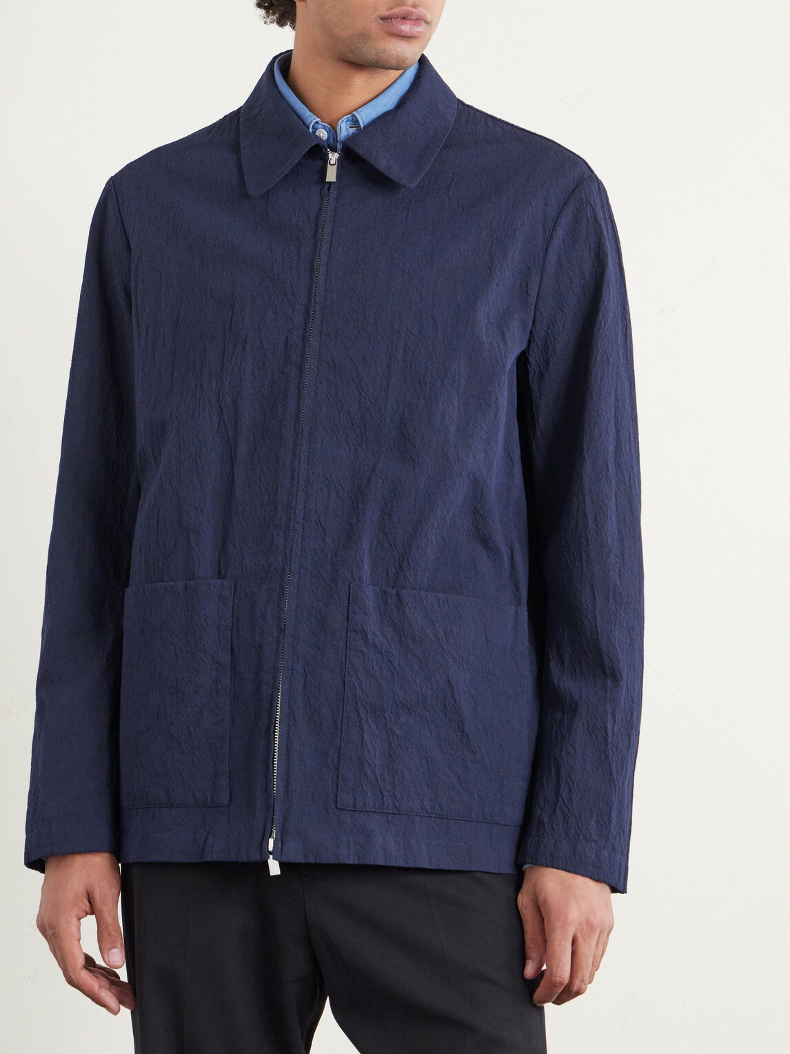 Barena - Crinkled Cotton-Blend Overshirt - Blue