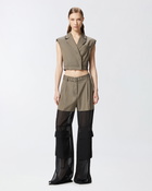 Pinko Short Vest With Lapels And Elastic Flask Brown
