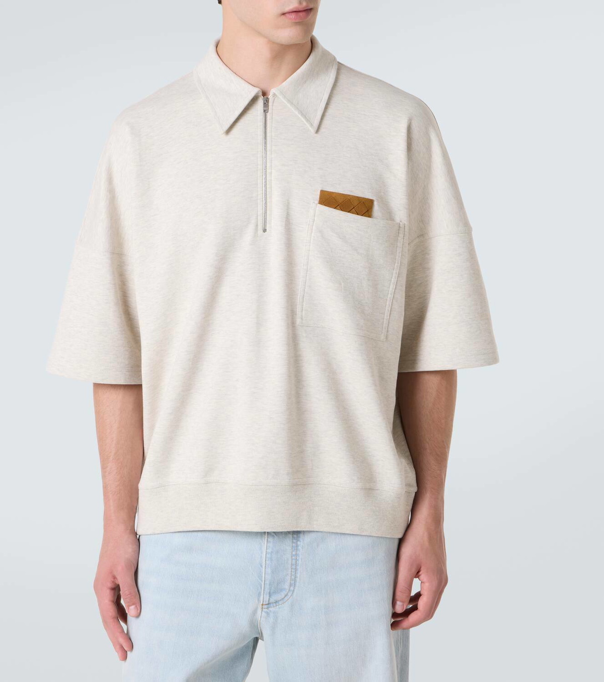 Bottega Veneta Zip-up cotton jersey polo shirt