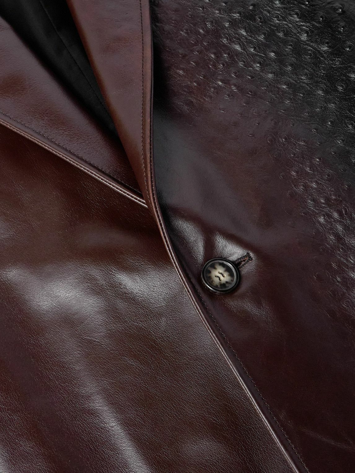 LOEWE - Oversized Dégradé Ostrich-Effect Leather Coat - Brown