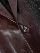 LOEWE - Oversized Dégradé Ostrich-Effect Leather Coat - Brown