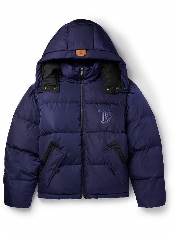 Photo: Tod's - Logo-Appliquéd Quilted Shell Hooded Down Jacket - Blue