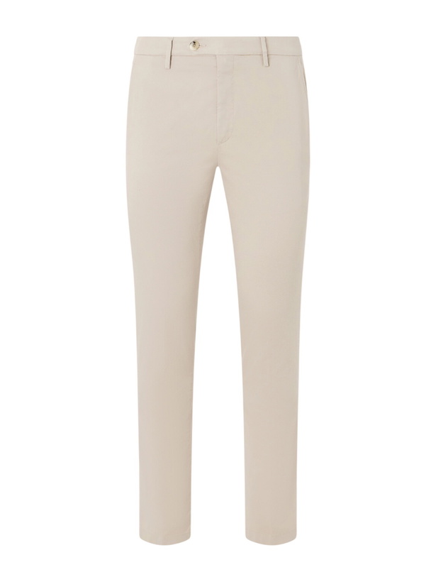 Photo: Canali - Tapered Stretch Cotton-Twill Trousers - Neutrals