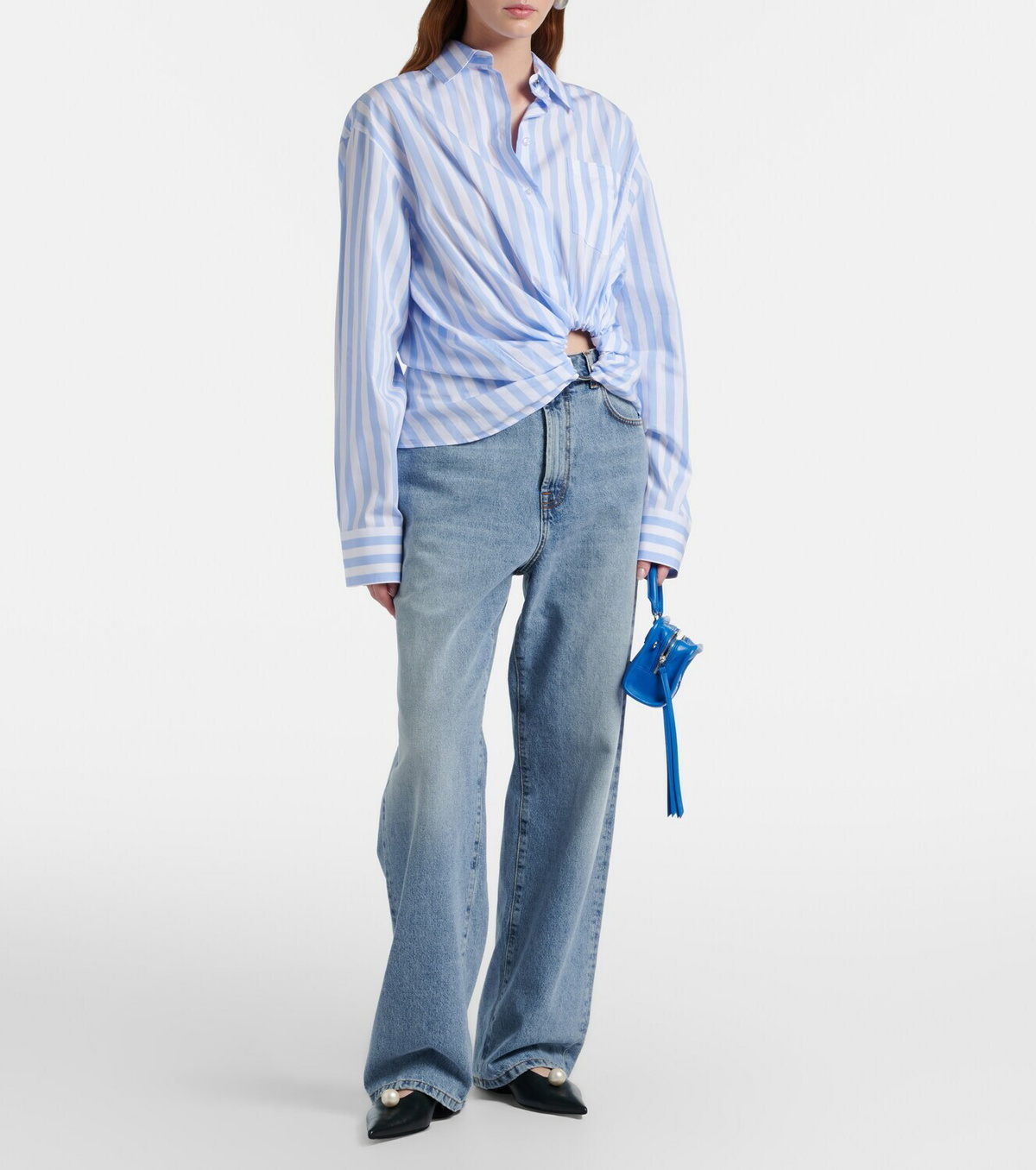 Sportmax Palmizi cutout striped cotton poplin shirt