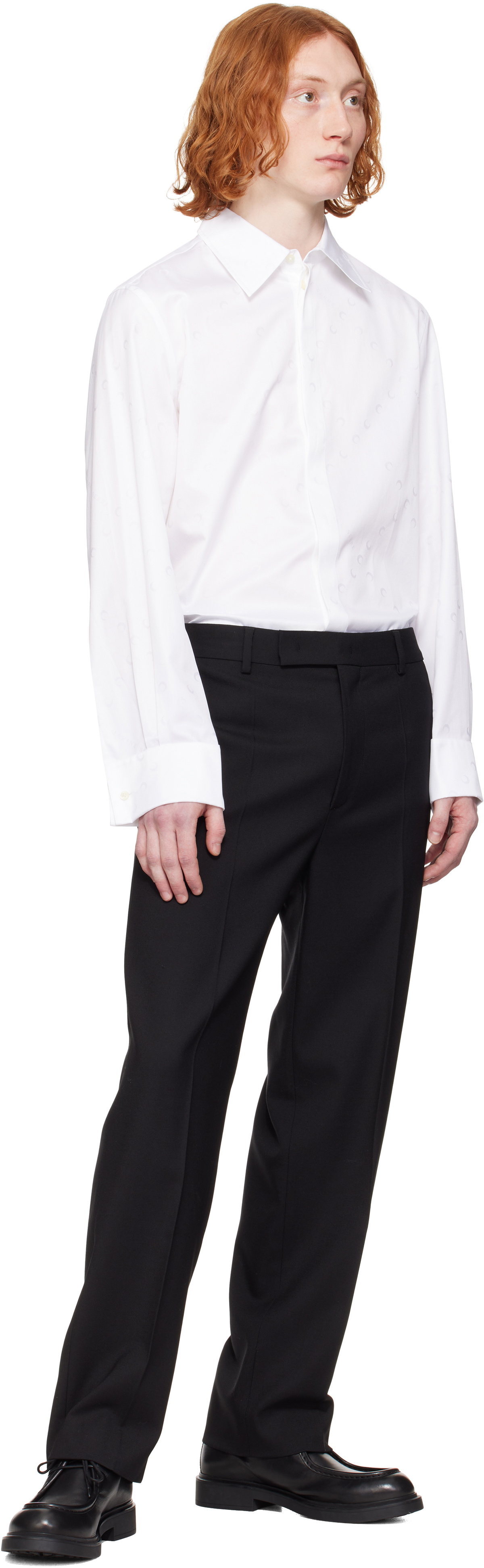 Marine Serre White 'MS' Jacquard Poplin Button Up Shirt