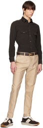 TOM FORD Brown & Tan Reversible T Icon Belt