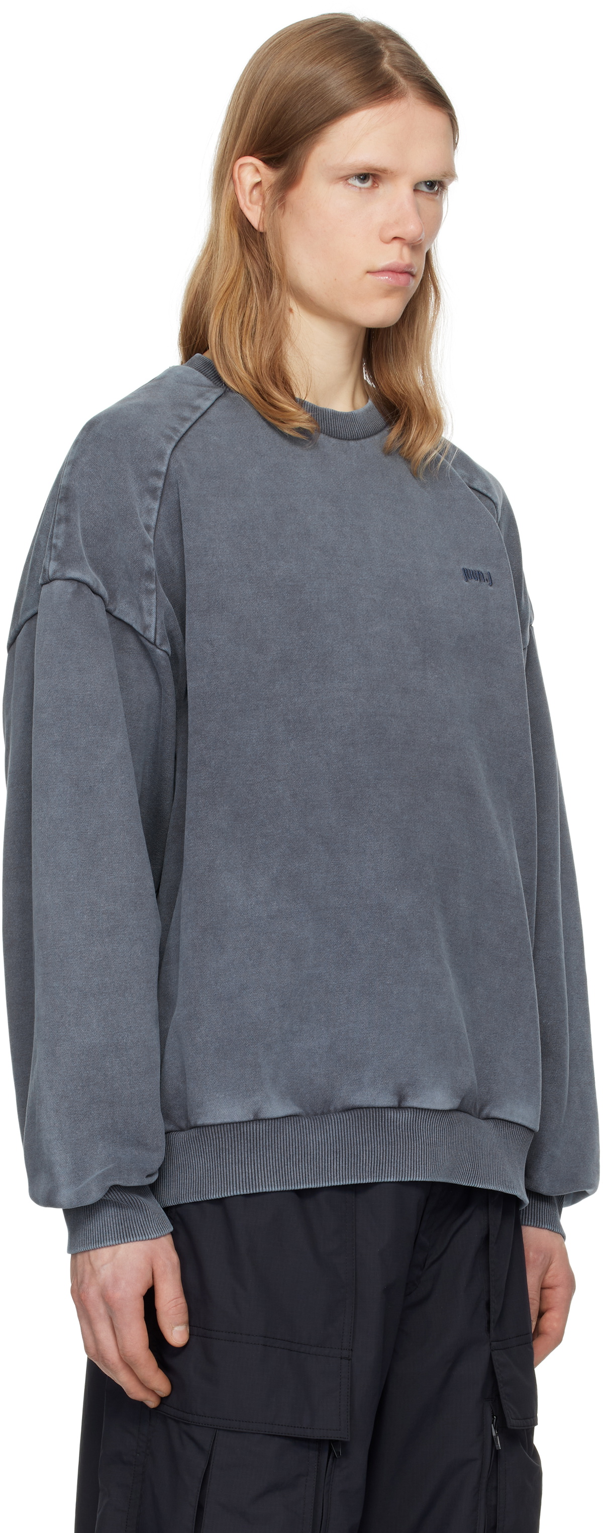 Juun.J Navy 'Language Under The Influence' Loose Fit Sweatshirt